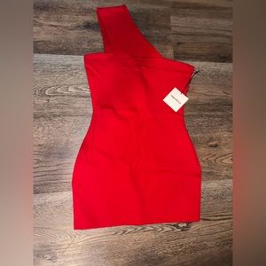 Rockie One Shoulder Dress from REVOLVE in red